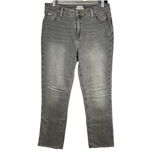 L.L.Bean Flannel Lined Jeans Women 10 Gray Favorite Fit Straight Cabincore 32x29